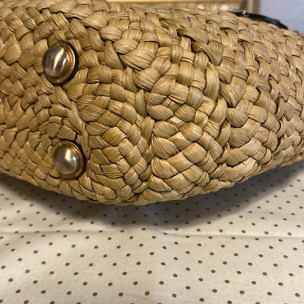 Michael KORS Small Straw handbag with leather trim and handless - Picture 8 of 14